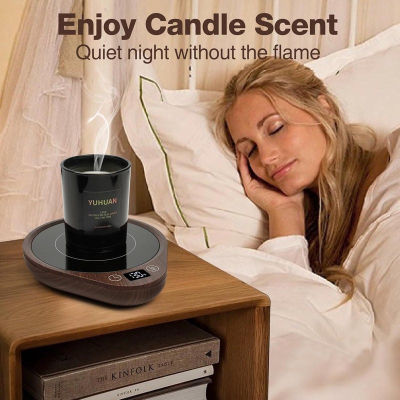PUSEE Coffee Mug Warmer - Electric Large Candle Warmer Plate with 4H Auto Shut Off, 3-Temp Settings Cup Heater for Desk, Tea, Milk, Cocoa - Image 5